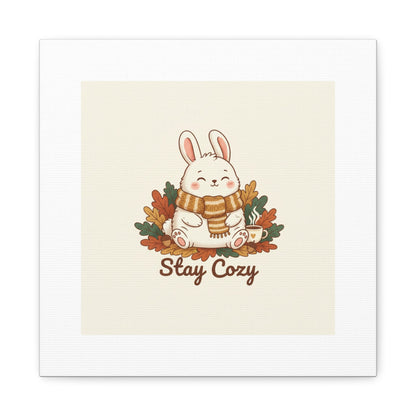 Cozy Bunny Illustration Canvas | Cute Critter Winter Forest Art