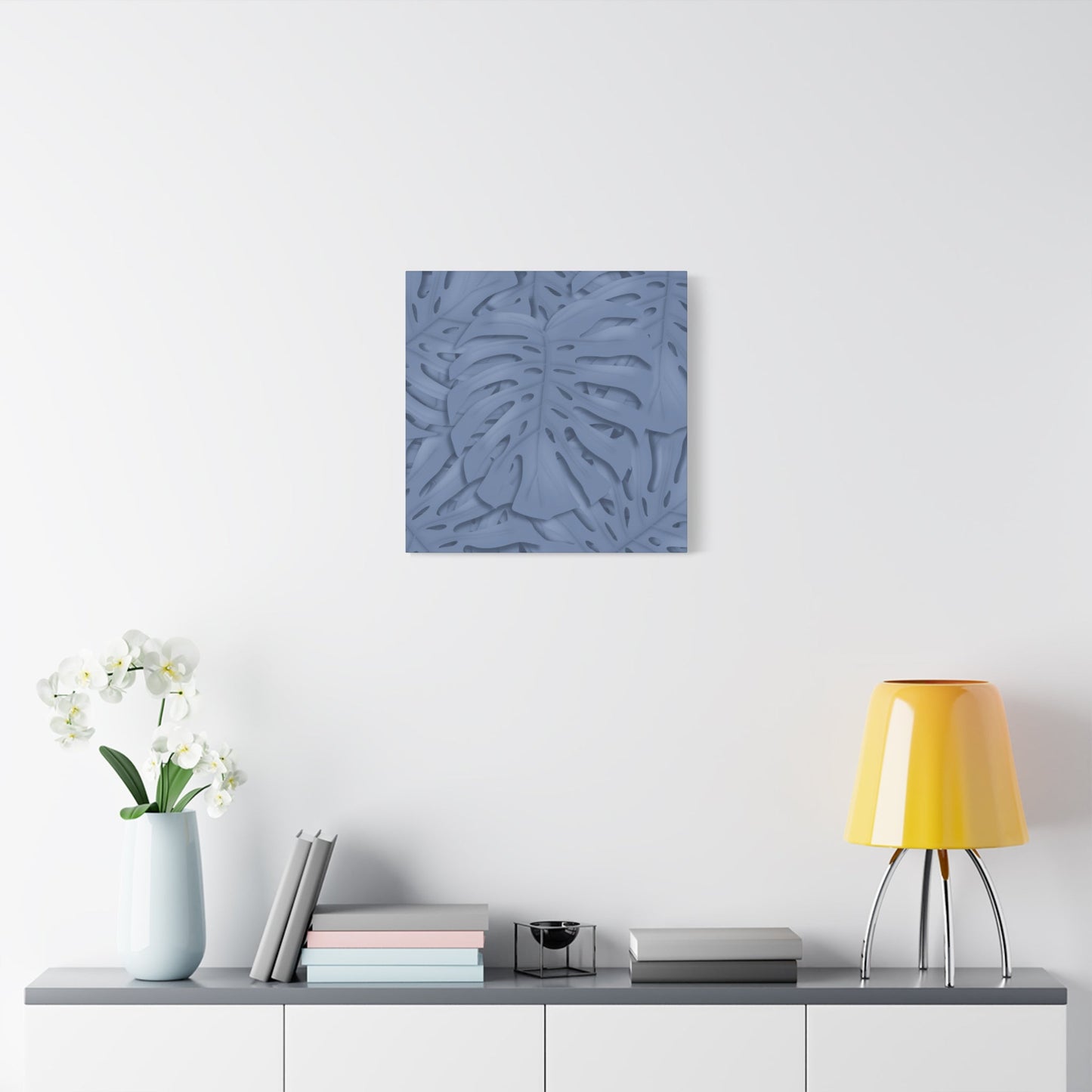 Blue Monstera Canvas Print – Botanical Wall Art