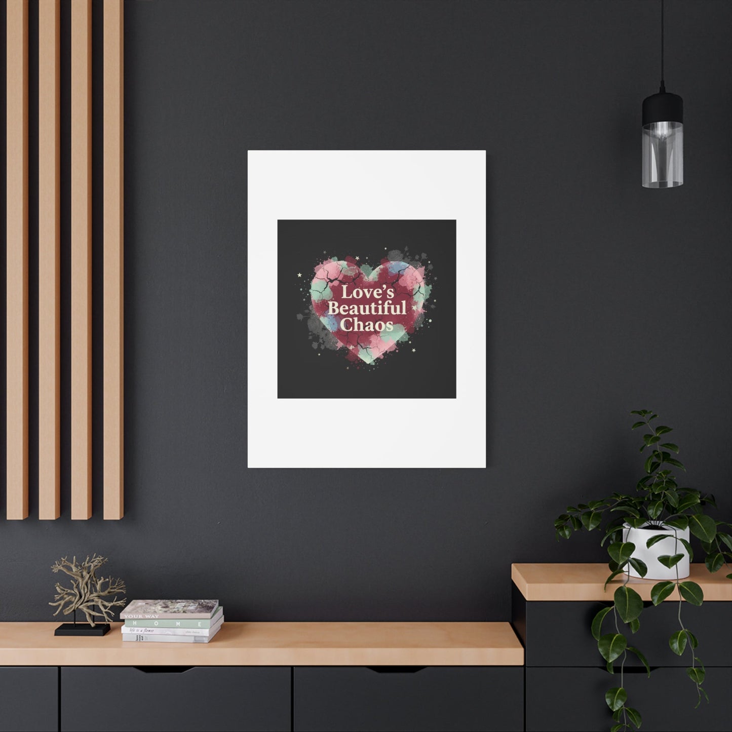 Love's Beautiful Chaos Canvas Print | Soft Grunge Hearts, Distressed Heart Art