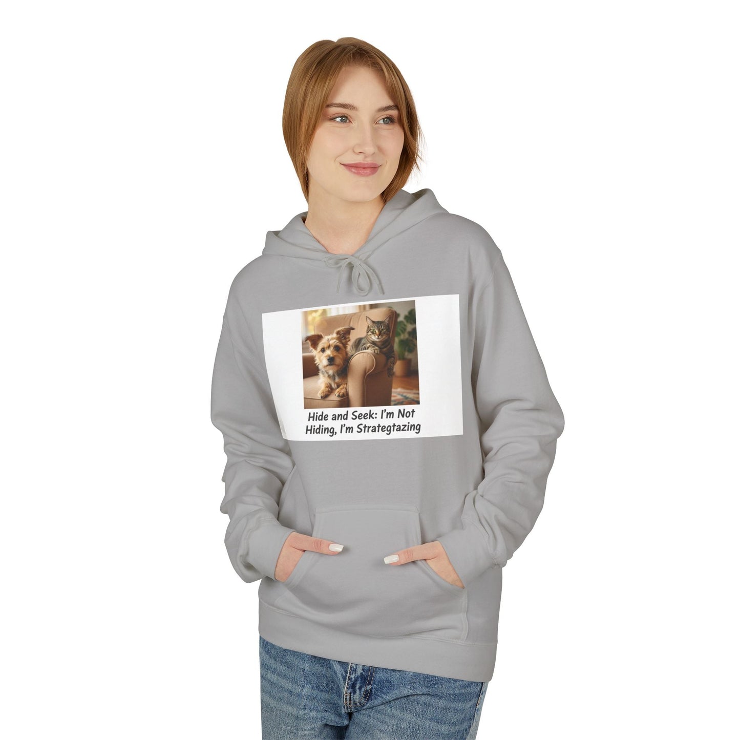 Cute Dog Meme Hoodie — "Hide and Seek; I’m Not Hiding, I’m Strategizing"