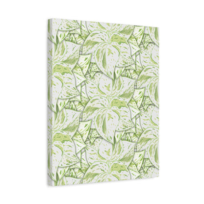 Snow Queen Pothos Pattern Canvas Print – Botanical Wall Art