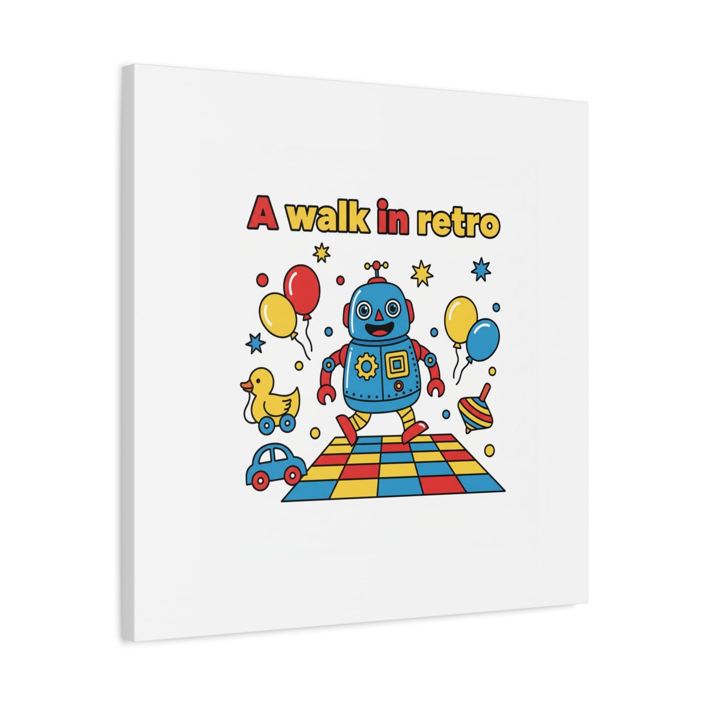 Retro Toy Robot Canvas | Throwback Kid, Primary Color Nostalgia