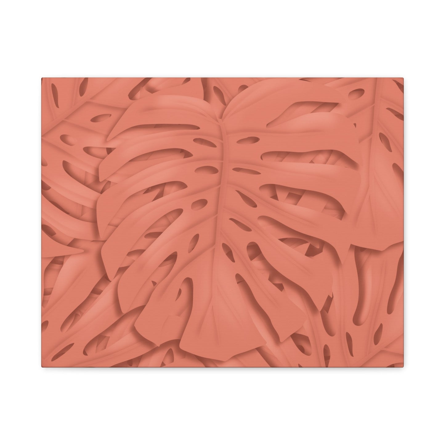 Coral Monstera Canvas Print – Botanical Wall Art