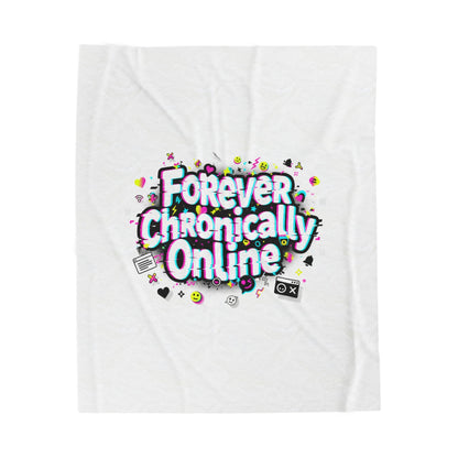 Forever Chronically Online Velveteen Blanket | brainrot, internet meme culture