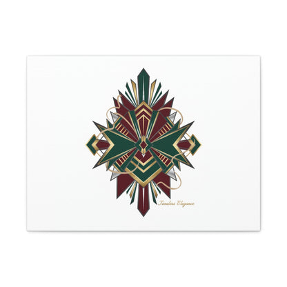 Art Deco geometric brass print Canvas | Neo-Deco chrome & gold fan motif
