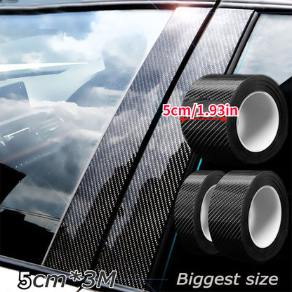 Carbon Fiber Vinyl Self Adhesive Film,  Wrap Film,  Door Sill Protector Bumper Protector Carbon Fiber Film Gloss Black Vinyl Automotive Wrap Film Self-Adhesive Anti-Collision Film Fits for Most  DIY Decals