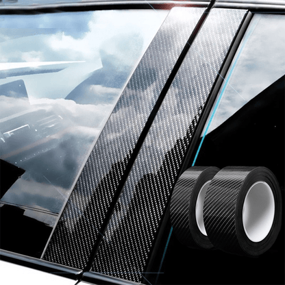 Carbon Fiber Vinyl Self Adhesive Film,  Wrap Film,  Door Sill Protector Bumper Protector Carbon Fiber Film Gloss Black Vinyl Automotive Wrap Film Self-Adhesive Anti-Collision Film Fits for Most  DIY Decals