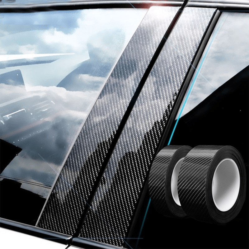 Carbon Fiber Vinyl Self Adhesive Film,  Wrap Film,  Door Sill Protector Bumper Protector Carbon Fiber Film Gloss Black Vinyl Automotive Wrap Film Self-Adhesive Anti-Collision Film Fits for Most  DIY Decals