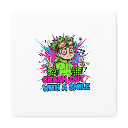 Crash Out With a Smile Canvas Print | Neon Skate Graffiti, Meme Meltdown Art