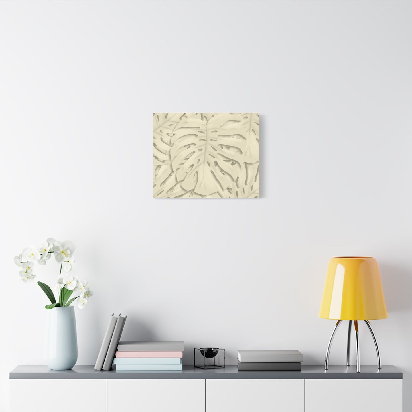 Beige Monstera Canvas Print – Botanical Wall Art