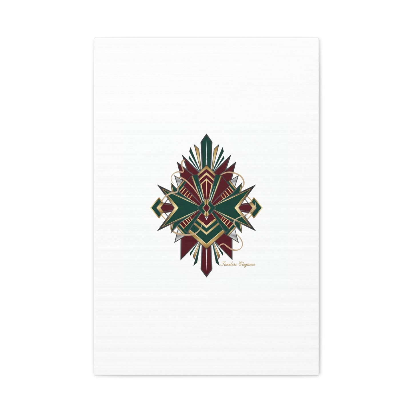 Art Deco geometric brass print Canvas | Neo-Deco chrome & gold fan motif