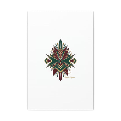 Art Deco geometric brass print Canvas | Neo-Deco chrome & gold fan motif