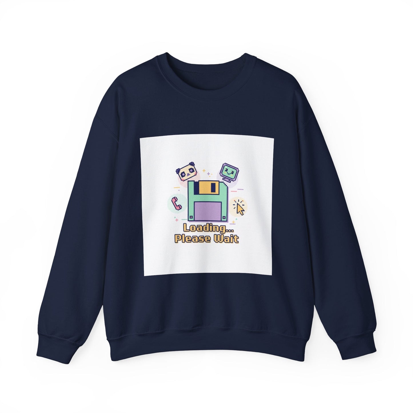 Loading Please Wait Crewneck Sweatshirt | Old Internet Aesthetic, pixel art retro web