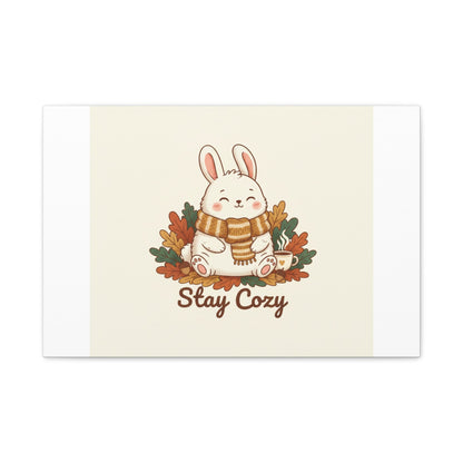 Cozy Bunny Illustration Canvas | Cute Critter Winter Forest Art