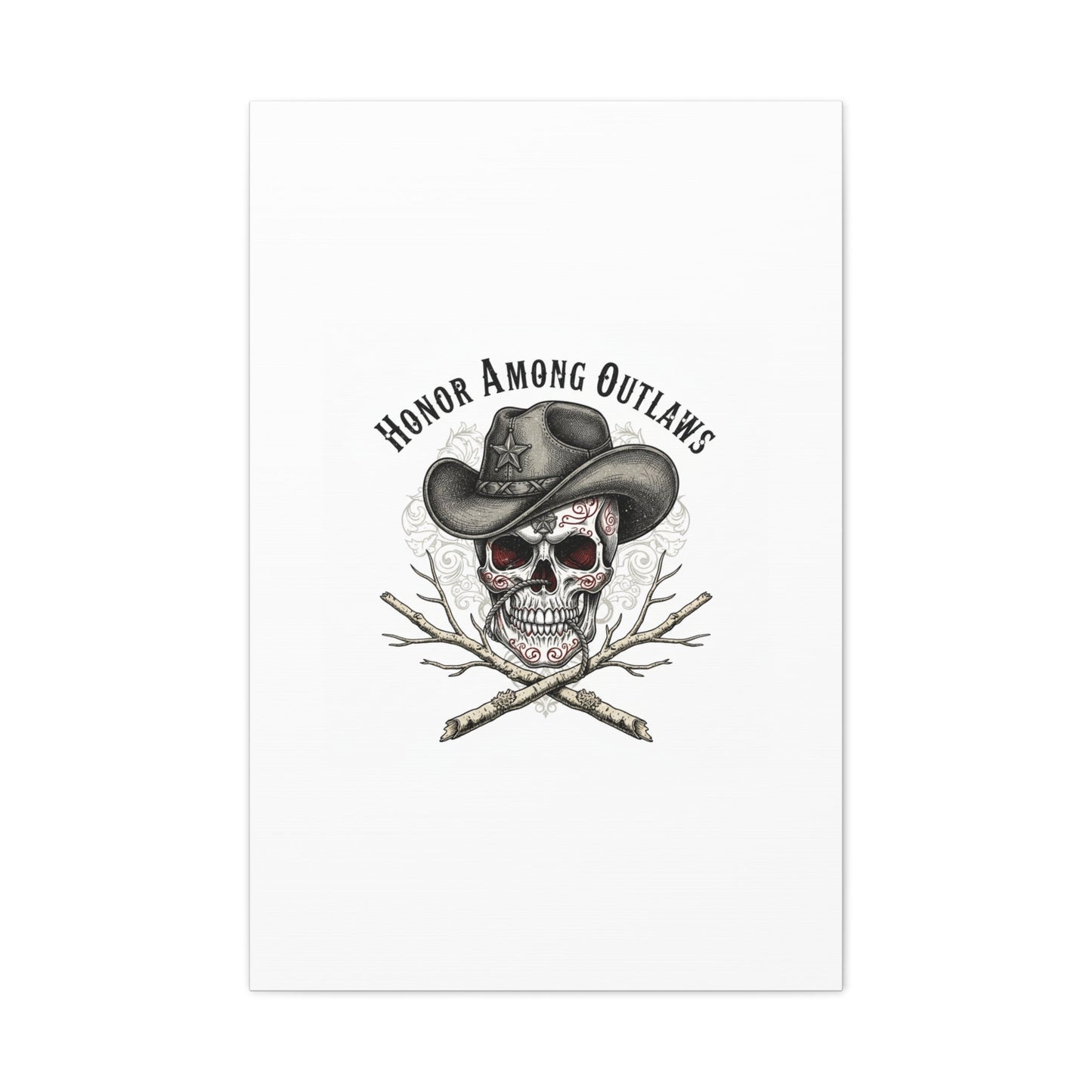 Honor Among Outlaws Canvas | Western Skull Art, Gothic Americana Desert Noir