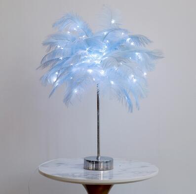 Nordic Feather Table Lamp w/ Remote Control - Dimmable LED Bedside Light