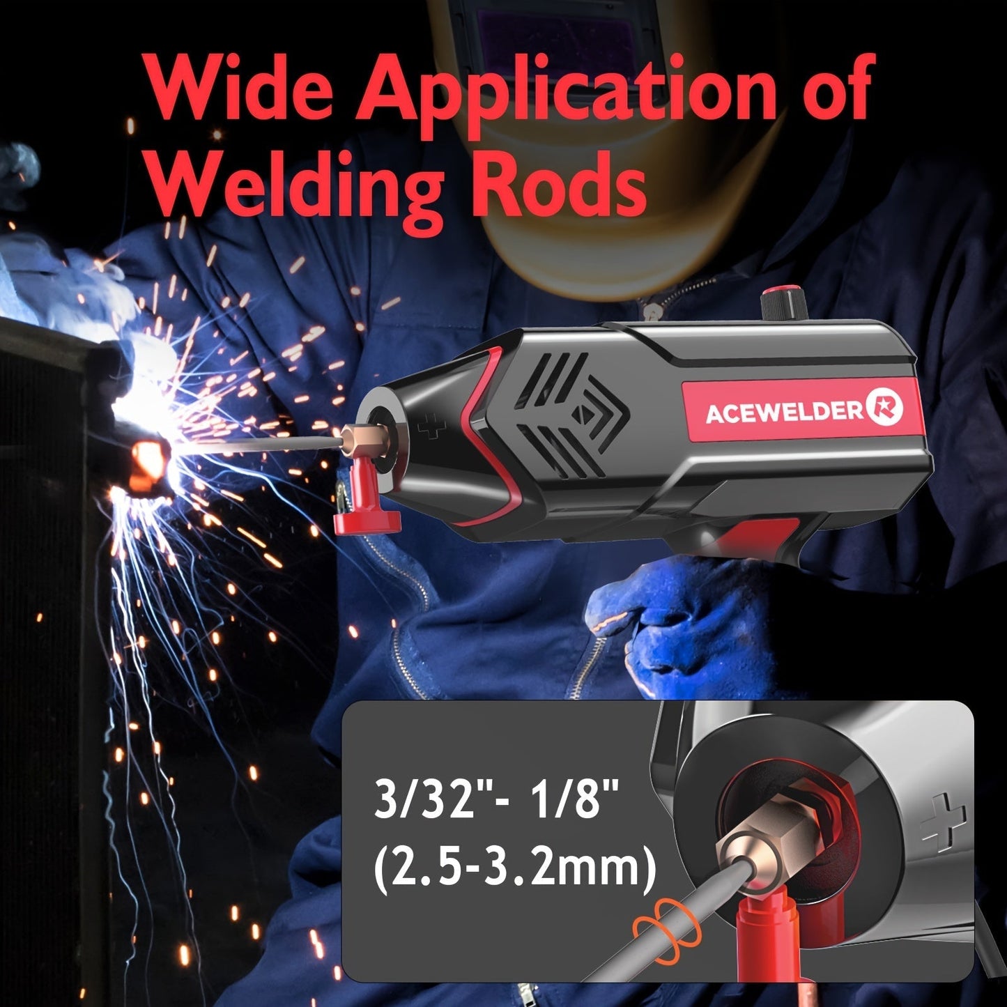 ACEWELDER 120Amp Handheld Welding Machine 110V Portable Electric ARC Welder Gun with Inverter Current Adjustment Stick Welder IP21S