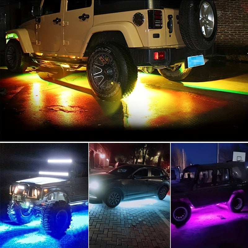 Car Lighting Kit, RGB Floor Lighting with Music Synchronization, Remote And App Control, Multiple Color Combinations, Remote Compatibility