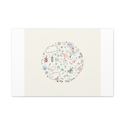 Doodle Circle Line Drawing Matte Canvas, Hand-Drawn Sketch Art