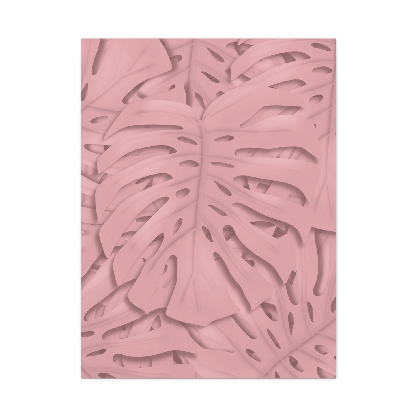 Soft Pink Monstera Canvas Print – Botanical Wall Art