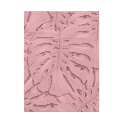 Soft Pink Monstera Canvas Print – Botanical Wall Art