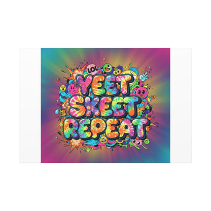Yeet Skeet Repeat Canvas | Slogan & Glitch Graphic, Meme Phrase Wall Art