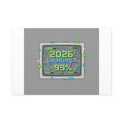 2026 Loading 99% Canvas | NYE countdown, retro system interface