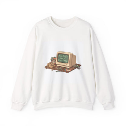 I’ll Try Again Next Year Crewneck Sweatshirt | Resolution Joke, Retro Computer