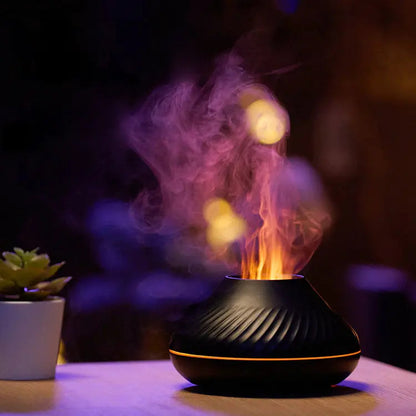 RGB Flame Aroma Diffuser & Volcanic Humidifier - 130ml Essential Oil Mist Maker