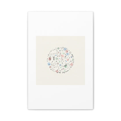 Doodle Circle Line Drawing Matte Canvas, Hand-Drawn Sketch Art