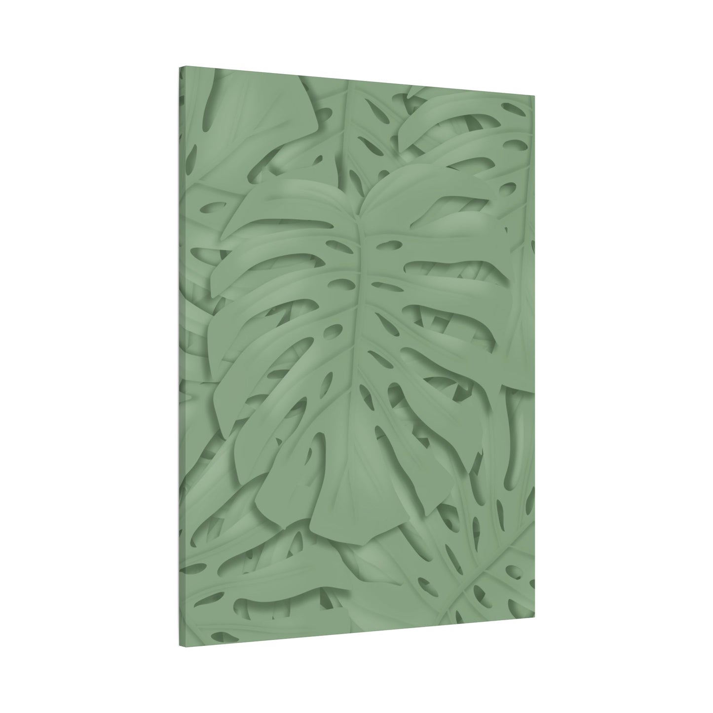 Sage Green Monstera Canvas Print – Botanical Wall Art