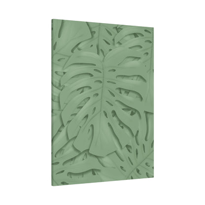 Sage Green Monstera Canvas Print – Botanical Wall Art