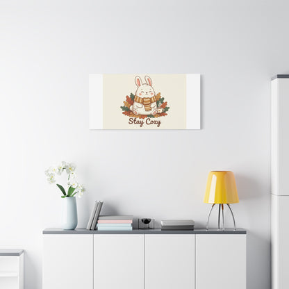 Cozy Bunny Illustration Canvas | Cute Critter Winter Forest Art
