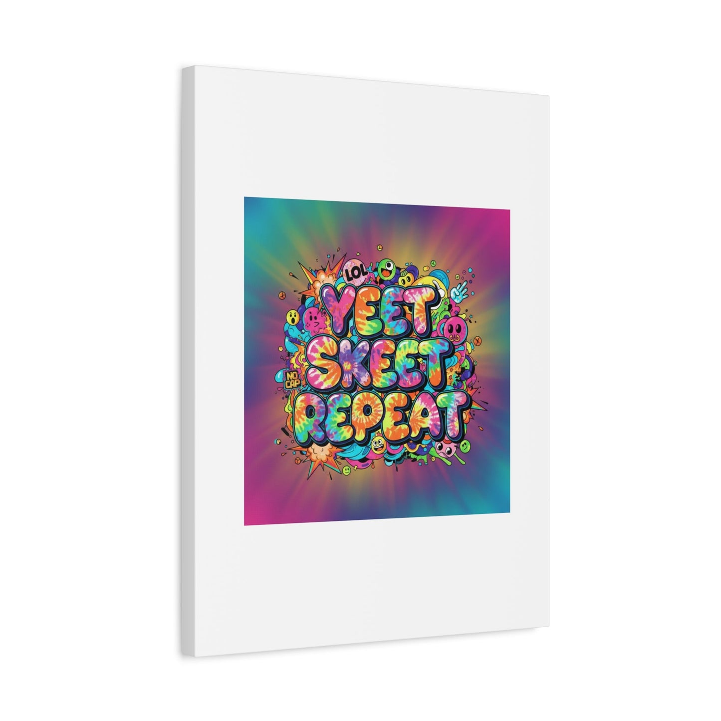 Yeet Skeet Repeat Canvas | Slogan & Glitch Graphic, Meme Phrase Wall Art