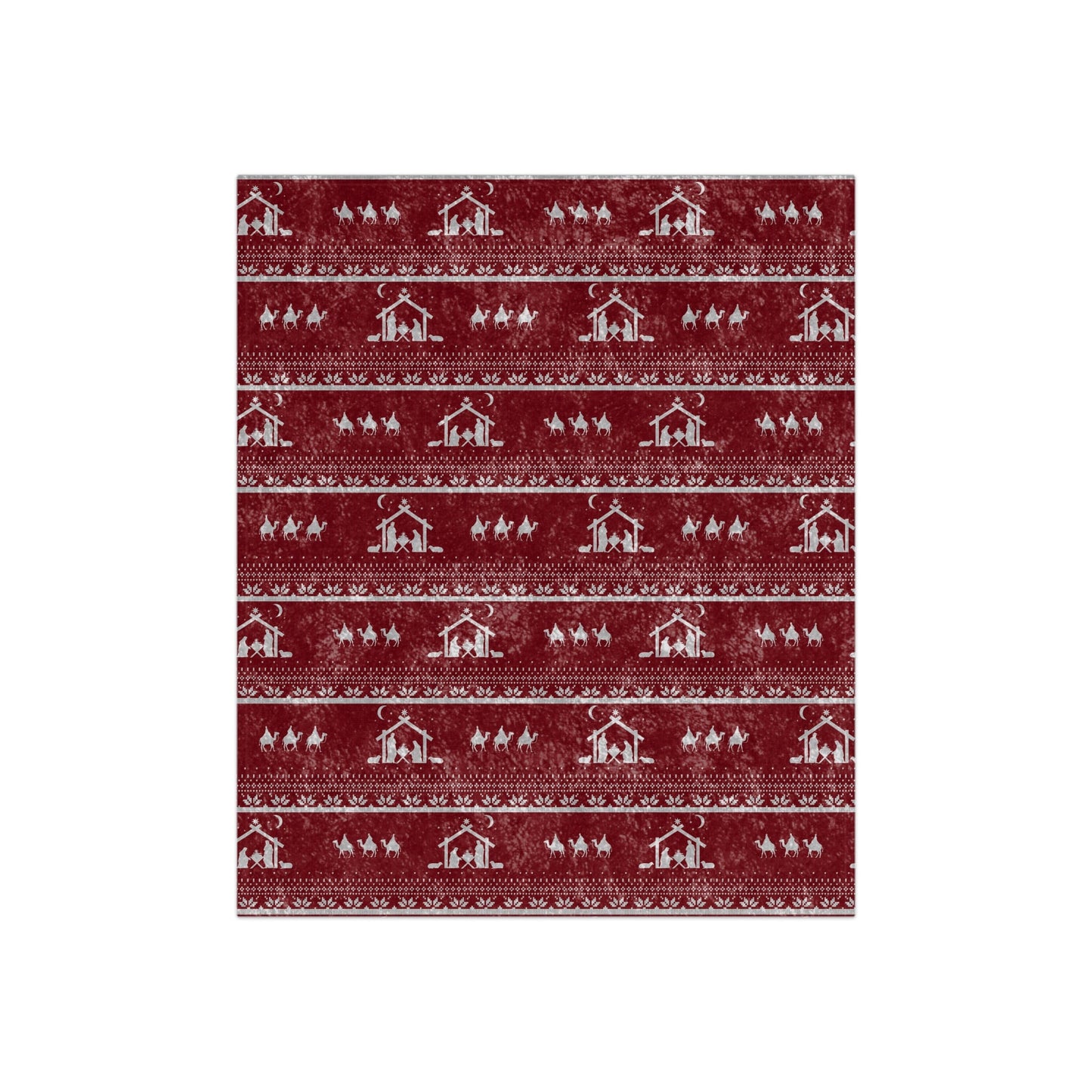 Christmas Nativity Crushed Velvet Blanket
