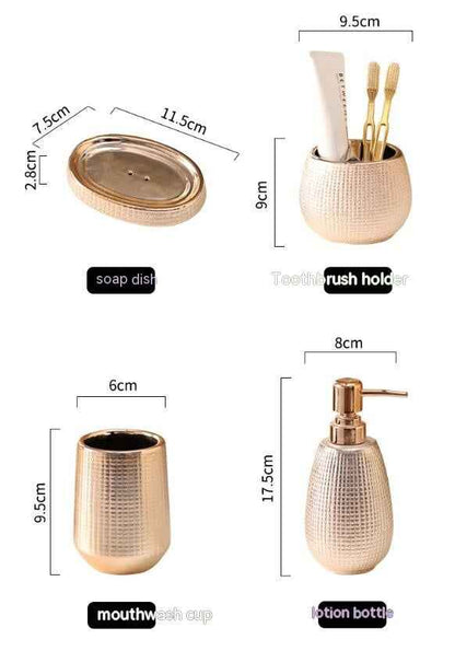 Home Bathroom Rose Gold Ceramic Cleaning Kit