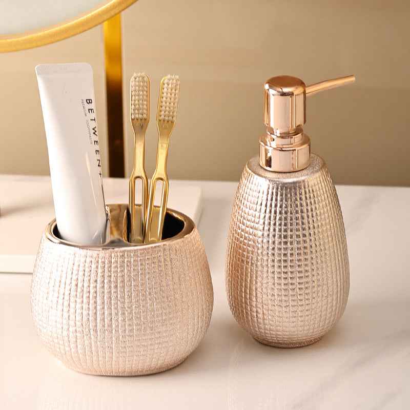 Home Bathroom Rose Gold Ceramic Cleaning Kit