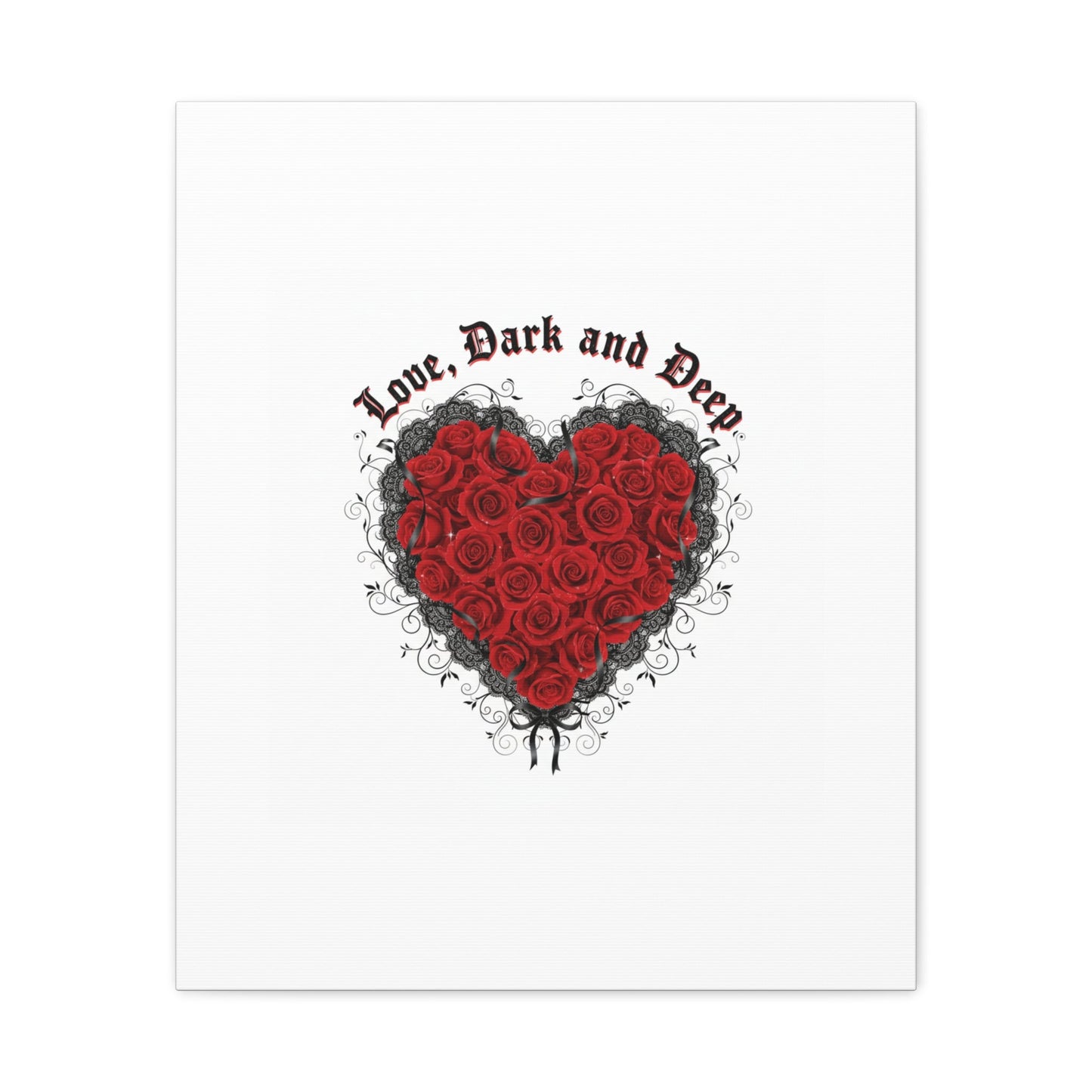 Love Dark and Deep Heart Canvas, Nu Romantic Gothic Romance, 80s Nostalgia