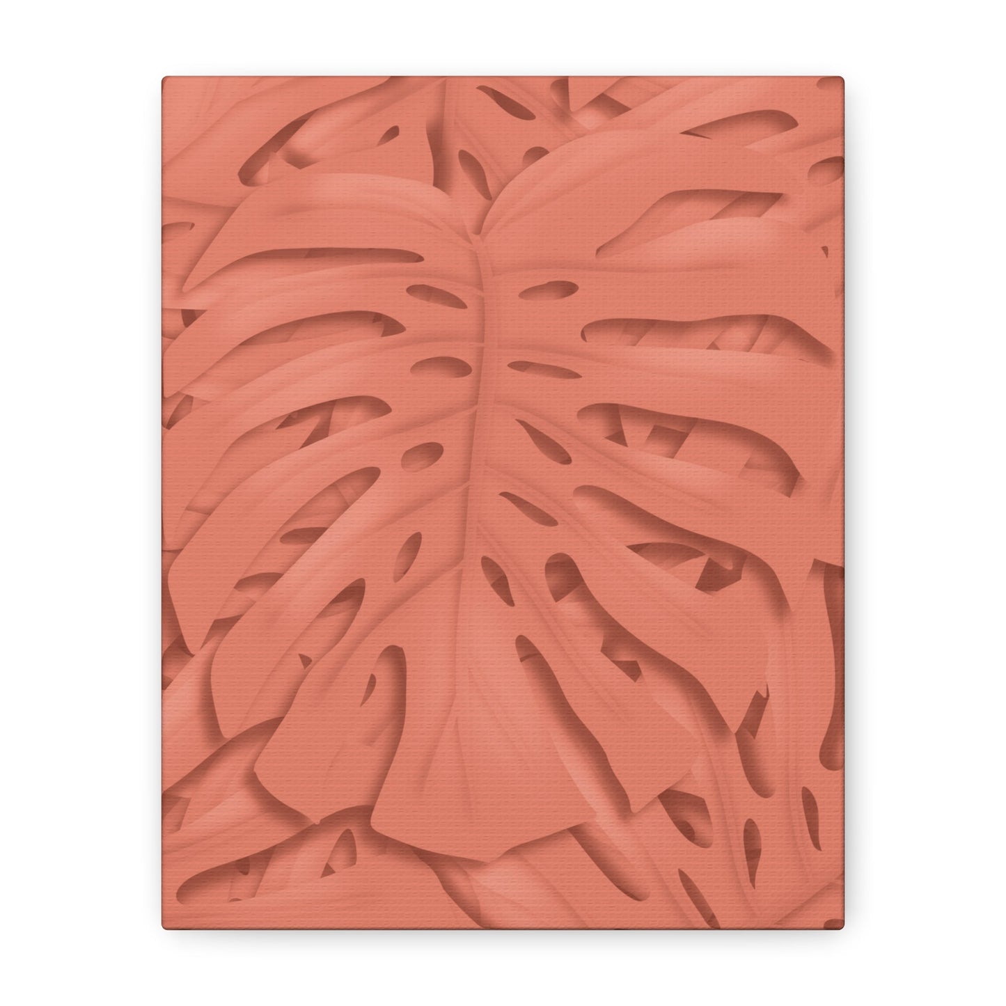 Coral Monstera Canvas Print – Botanical Wall Art