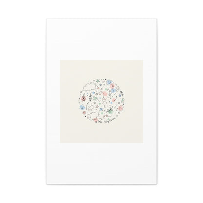 Doodle Circle Line Drawing Matte Canvas, Hand-Drawn Sketch Art