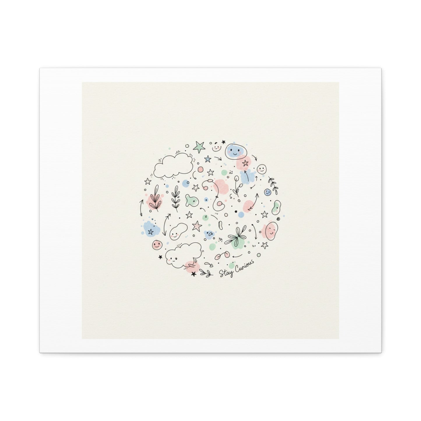 Doodle Circle Line Drawing Matte Canvas, Hand-Drawn Sketch Art