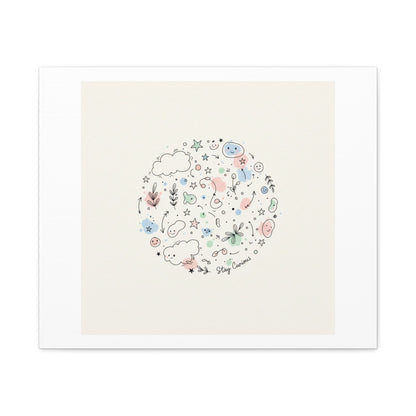 Doodle Circle Line Drawing Matte Canvas, Hand-Drawn Sketch Art