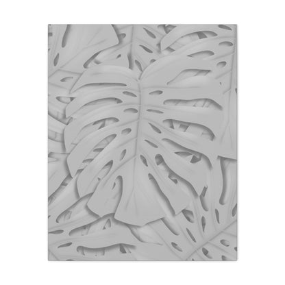 Soft Grey Monstera Canvas Print – Botanical Wall Art