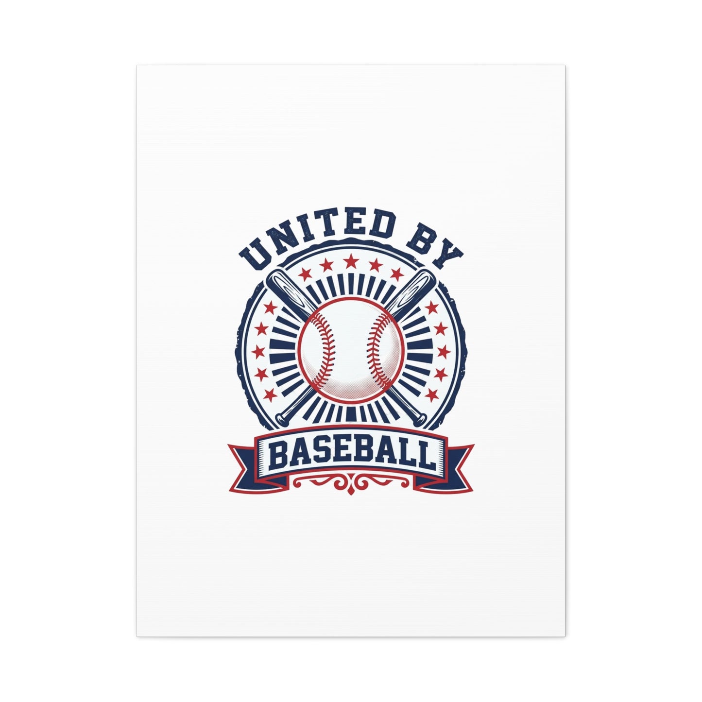 United by Baseball Canvas | Patriotic Baseball Graphic, Red White Blue Wall Art