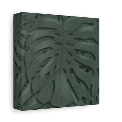 Deep Green Monstera Canvas Print – Botanical Wall Art