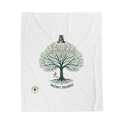 Handwritten Tree Doodle Velveteen Plush Blanket | sketch aesthetic, cozy handwritten message