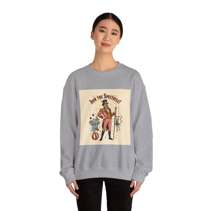 Join the Spectacle Circus Art Print Crewneck Sweatshirt | Vintage Carnival Design, Camp Circus Aesthetic