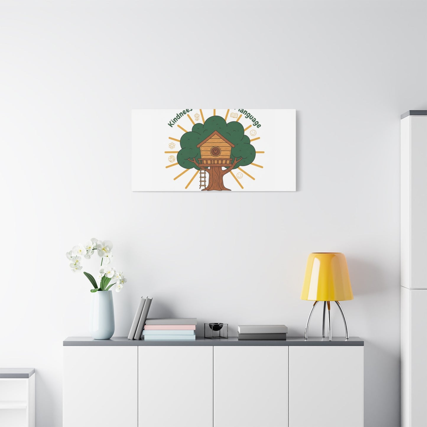 Kindness Is a Universal Language Canvas | Eco Humor, Treehouse Art