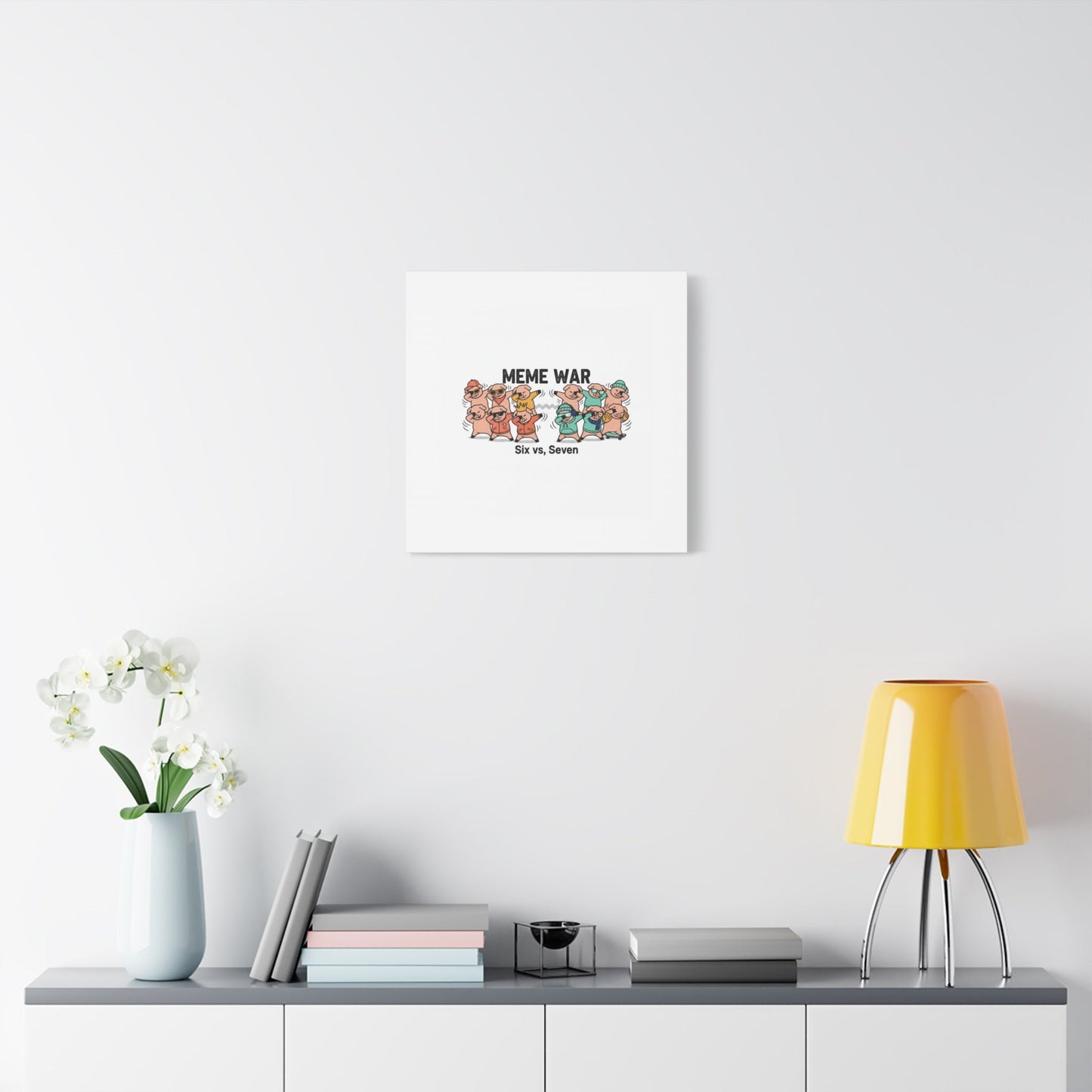 Meme War: Six vs. Seven Canvas Wall Art