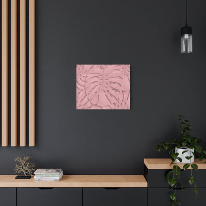 Soft Pink Monstera Canvas Print – Botanical Wall Art